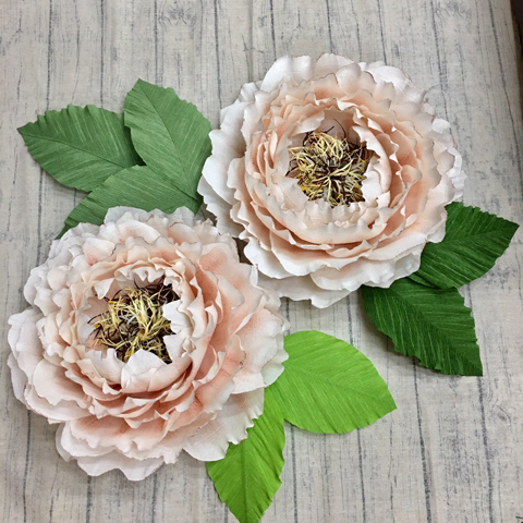 紙花-環保手作皺紋紙牡丹花、玫瑰花、共9朵、店面貼牆